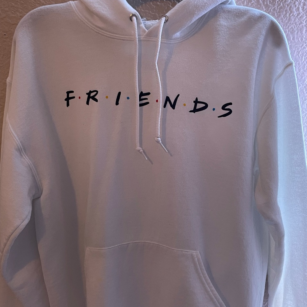 Oversized white friends sweater